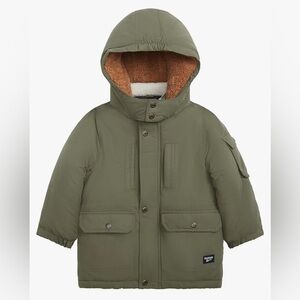OshKosh B'gosh Olive Green Hooded Parka with Brown Sherpa Lining